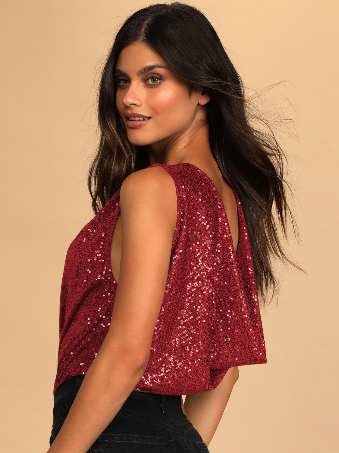 Sequin Surplice Sleeveless Bodysuit - store name